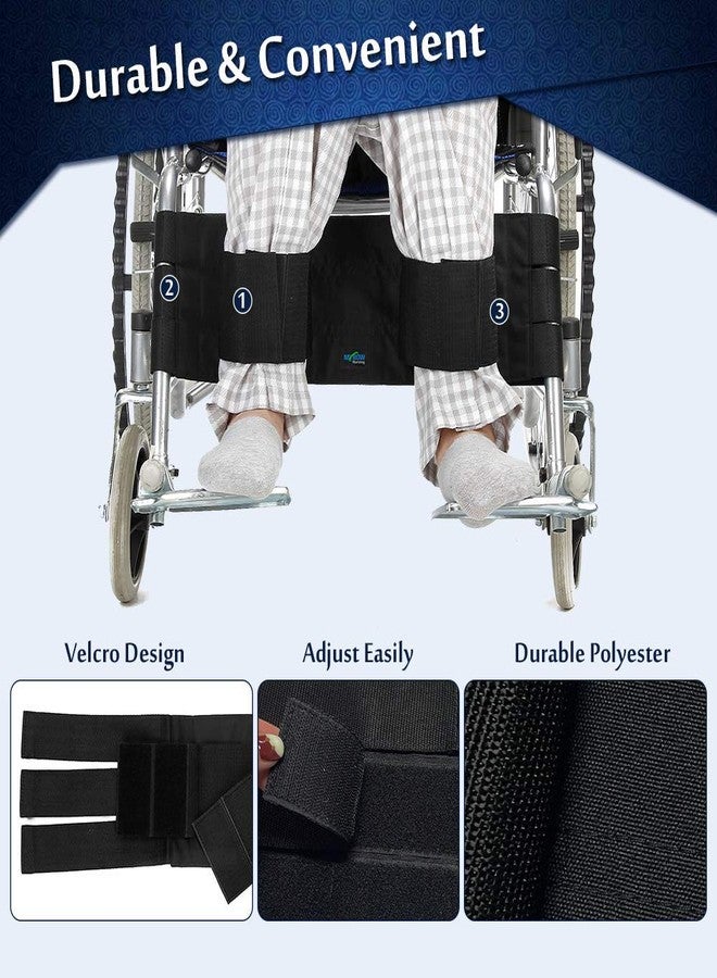 Mybow Wheelchair Footrest Leg Support Straps Wheelchair Restraints for Elderly Safety Harness Leg Rest Foot Strap Adult Seatbelt Medical Restraints Leg Strap for Handicap Disabled (Black) - Image 2